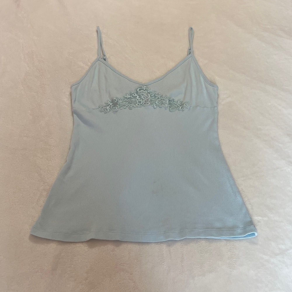 Vintage Embroidered Blue Gillian O Malley Cami
